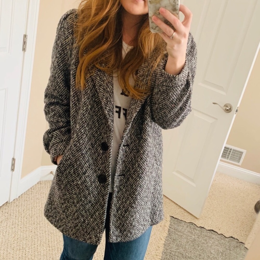 VTG | NY Girl | Tweed | Wool | Coat | Grey